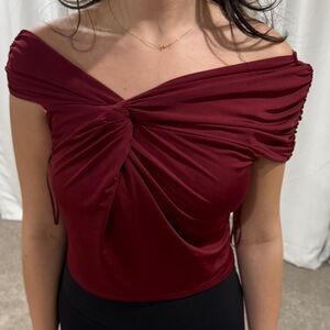 Express Burgundy Off-Shoulder Blouse